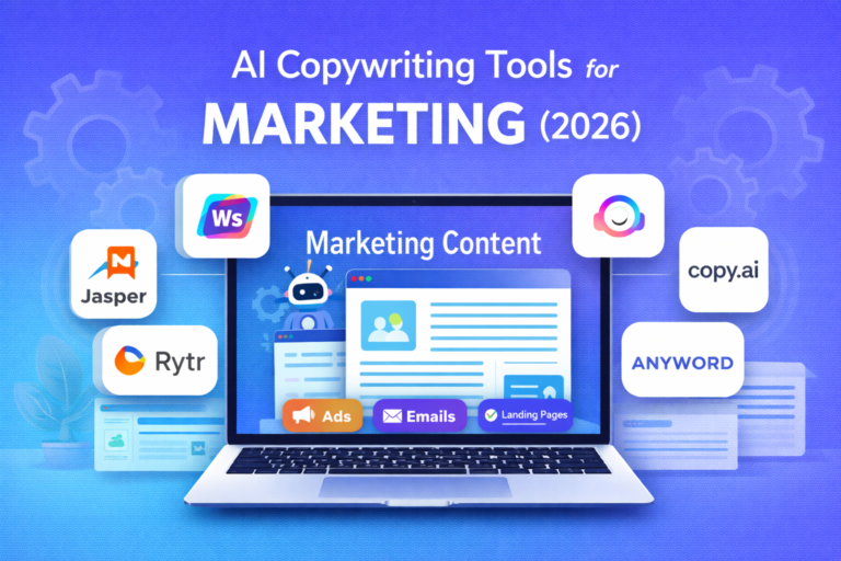 AI copywriting tools for marketing content generation including Writesonic Jasper Copy.ai and Rytr