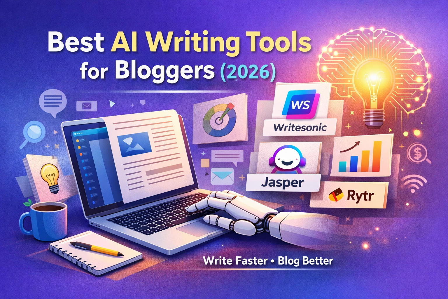 You are currently viewing Best AI Writing Tools for Bloggers (2026):Tools to Write Blog Posts Faster